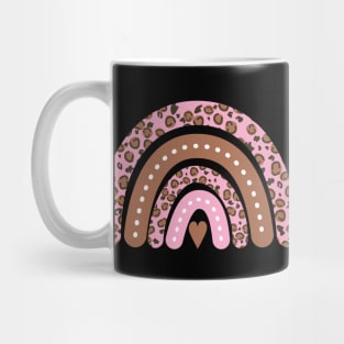 Pink leopard boho rainbow Mug